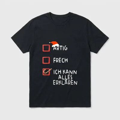 Lustiges Weihnachts T-Shirt – Checkliste mit Bonben und Text Ich kann alles erklären – Klassisches T-Shirt in Schwarz