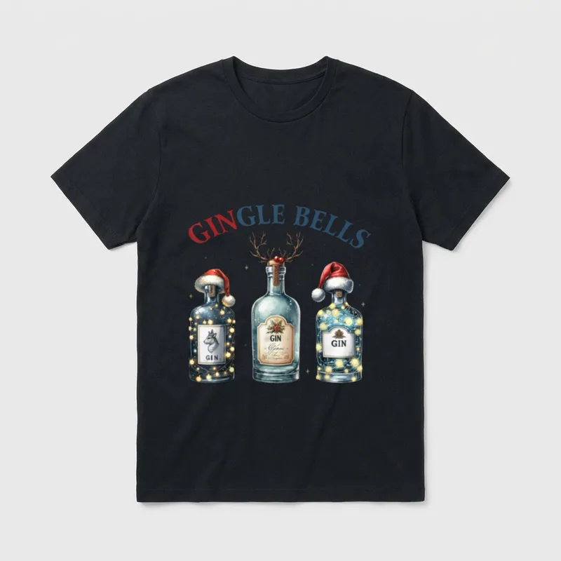Weihnachten Gin Flaschen T-Shirt – Klassisches T-Shirt in Schwarz