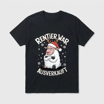 Lustiges Weihnachten Schaf Rentier T-Shirt – Klassisches T-Shirt in Schwarz