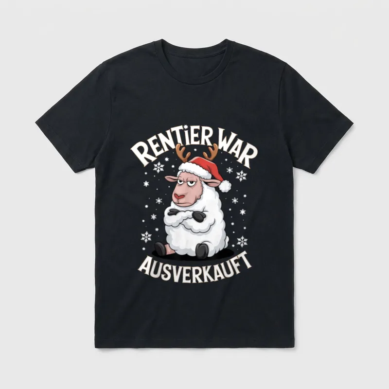 Lustiges Weihnachten Schaf Rentier T-Shirt – Klassisches T-Shirt in Schwarz
