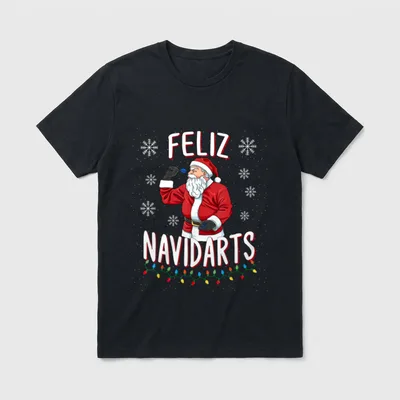 Lustiges Feliz Navidarts Dart T-Shirt – Klassisches T-Shirt in Schwarz