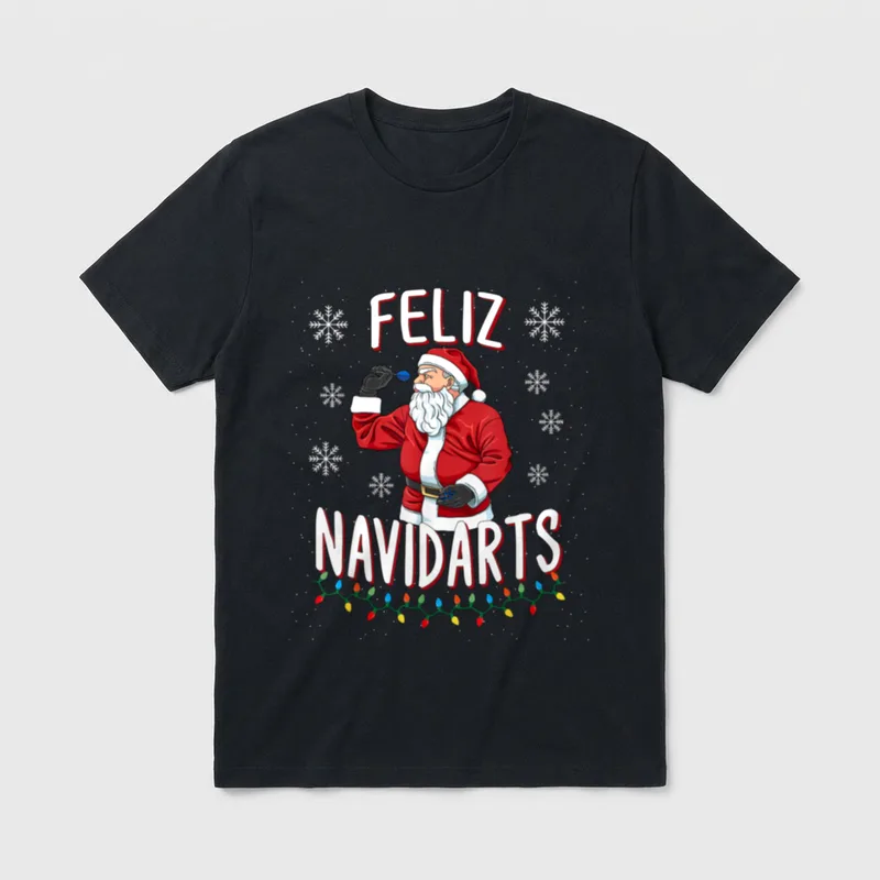 Lustiges Feliz Navidarts Dart T-Shirt – Klassisches T-Shirt in Schwarz