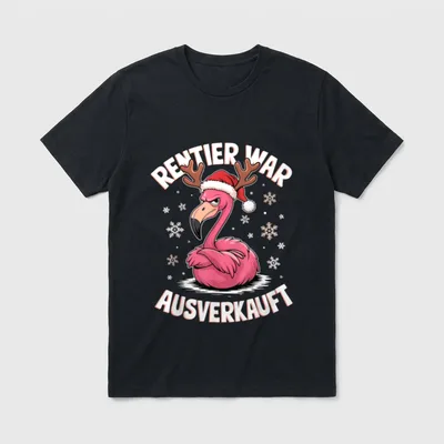 Lustiges Weihnachten Flamingo Rentier T-Shirt – Klassisches T-Shirt in Schwarz