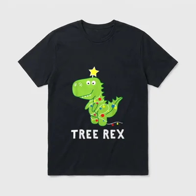 Tree Rex Weihnachts-Pyjama lustiges T-Shirt – Klassisches T-Shirt in Schwarz