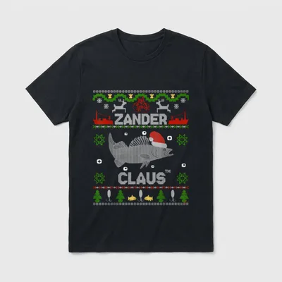 Zander Claus Weihnachtspulli für Angler T-Shirt – Klassisches T-Shirt in Schwarz