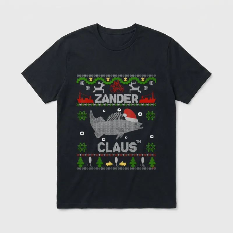 Zander Claus Weihnachtspulli für Angler T-Shirt – Klassisches T-Shirt in Schwarz