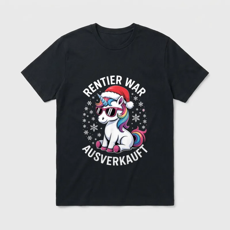 Einhorn Weihnachten Lustig Rentier War T-Shirt – Klassisches T-Shirt in Schwarz