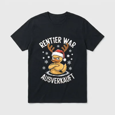 Lustiges Weihnachten Ente Rentier T-Shirt – Klassisches T-Shirt in Schwarz