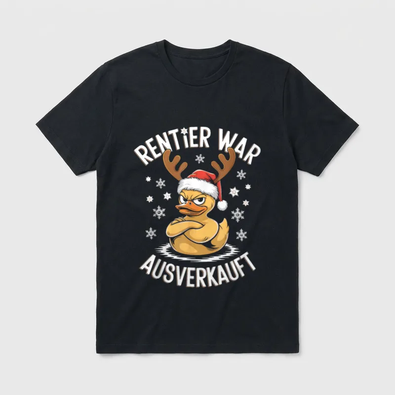 Lustiges Weihnachten Ente Rentier T-Shirt – Klassisches T-Shirt in Schwarz