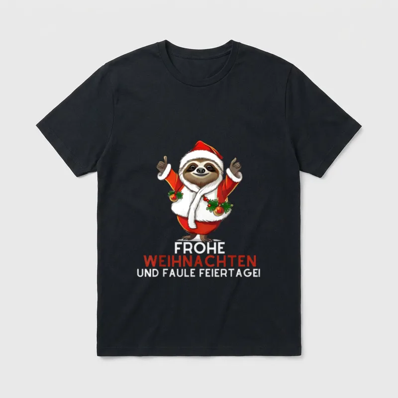 Lustiges Faultier Weihnachtsshirt Weihnachten T-Shirt – Klassisches T-Shirt in Schwarz