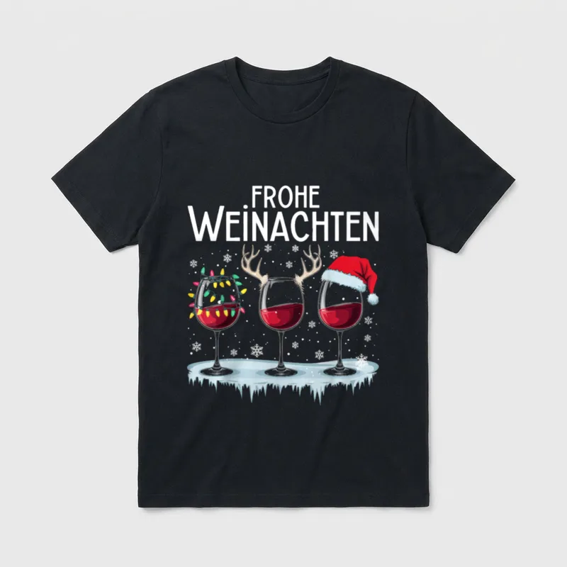 Frohe Weihnachten Rentier Lichterkette T-Shirt – Klassisches T-Shirt in Schwarz