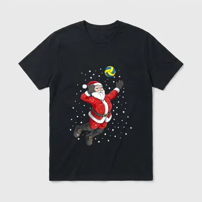 Volleyball Weihnachtsmann Lustige Weihnachten T-Shirt – Klassisches T-Shirt in Schwarz
