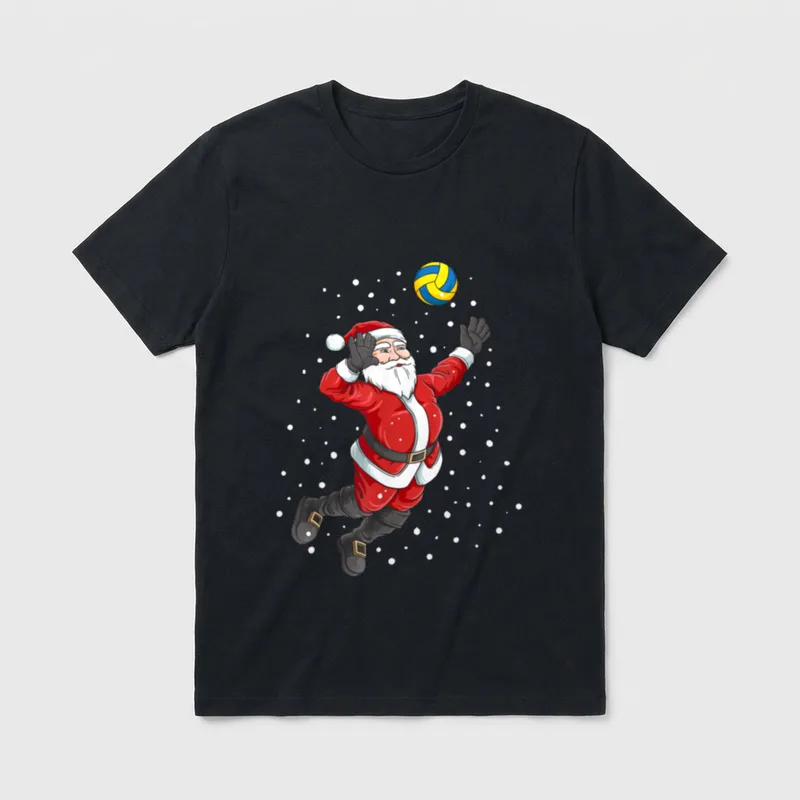 Volleyball Weihnachtsmann Lustige Weihnachten T-Shirt – Klassisches T-Shirt in Schwarz
