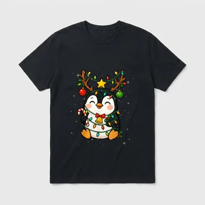 Lustige Weihnachtsshirt Pinguin Weihnachten T-Shirt – Klassisches T-Shirt in Schwarz