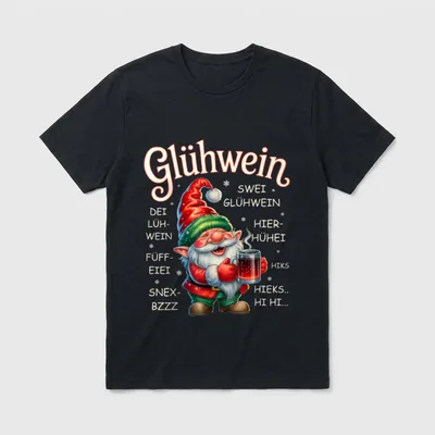 Lustiger Glühwein-Wichtel Spruch Weihnachtsmarkt T-Shirt – Klassisches T-Shirt in Schwarz
