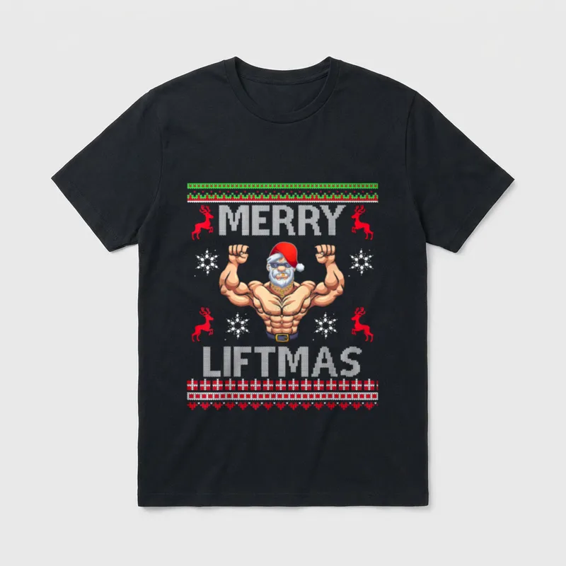 Merry Liftmas Weihnachten Weihnachtsmann T-Shirt – Klassisches T-Shirt in Schwarz