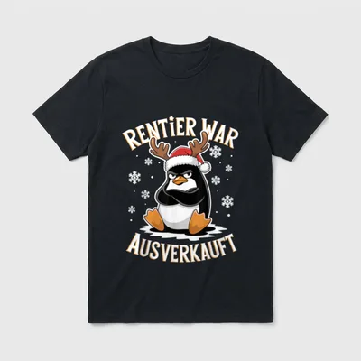Lustiges Weihnachten Pinguin Rentier T-Shirt – Klassisches T-Shirt in Schwarz