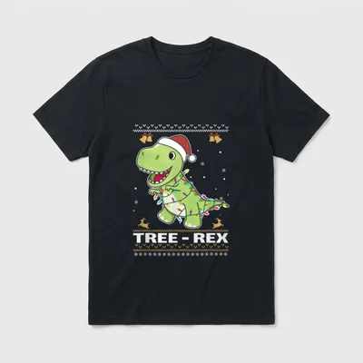 Tree Rex lustiger tyrannosaurus Weihnachten T-Shirt – Klassisches T-Shirt in Schwarz