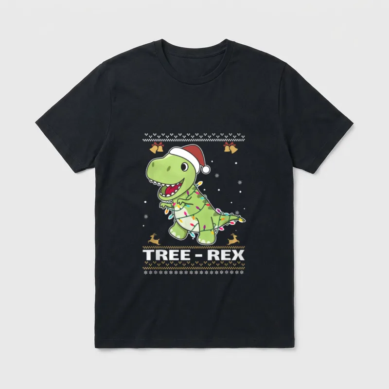 Tree Rex lustiger tyrannosaurus Weihnachten T-Shirt – Klassisches T-Shirt in Schwarz