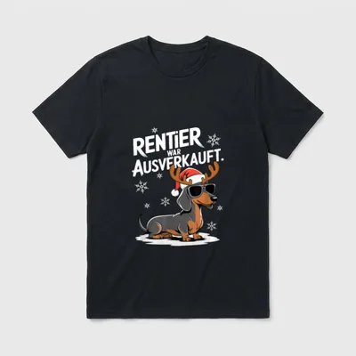 Lustiger Dackel Weihnachten T-Shirt – Klassisches T-Shirt in Schwarz