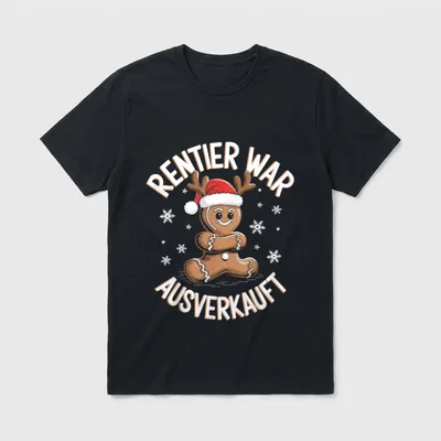 Lustiges Weihnachten Lebkuchen Rentier T-Shirt – Klassisches T-Shirt in Schwarz