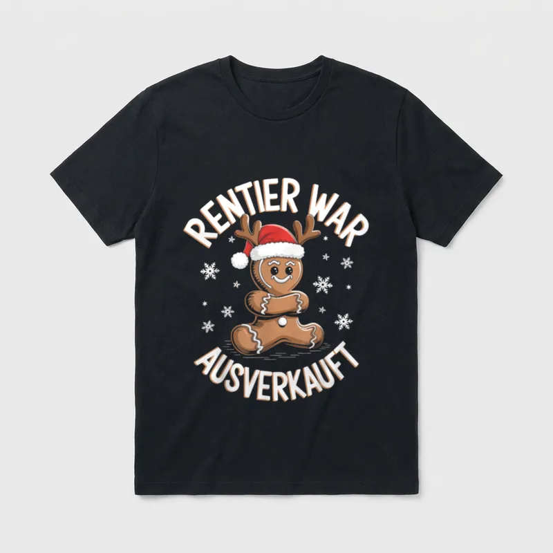 Lustiges Weihnachten Lebkuchen Rentier T-Shirt – Klassisches T-Shirt in Schwarz