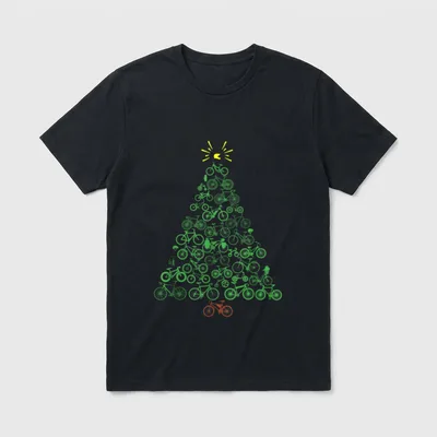 Lustiger Fahrrad-Weihnachtsbaum mit Fahrrad-Motiv T-Shirt – Klassisches T-Shirt in Schwarz