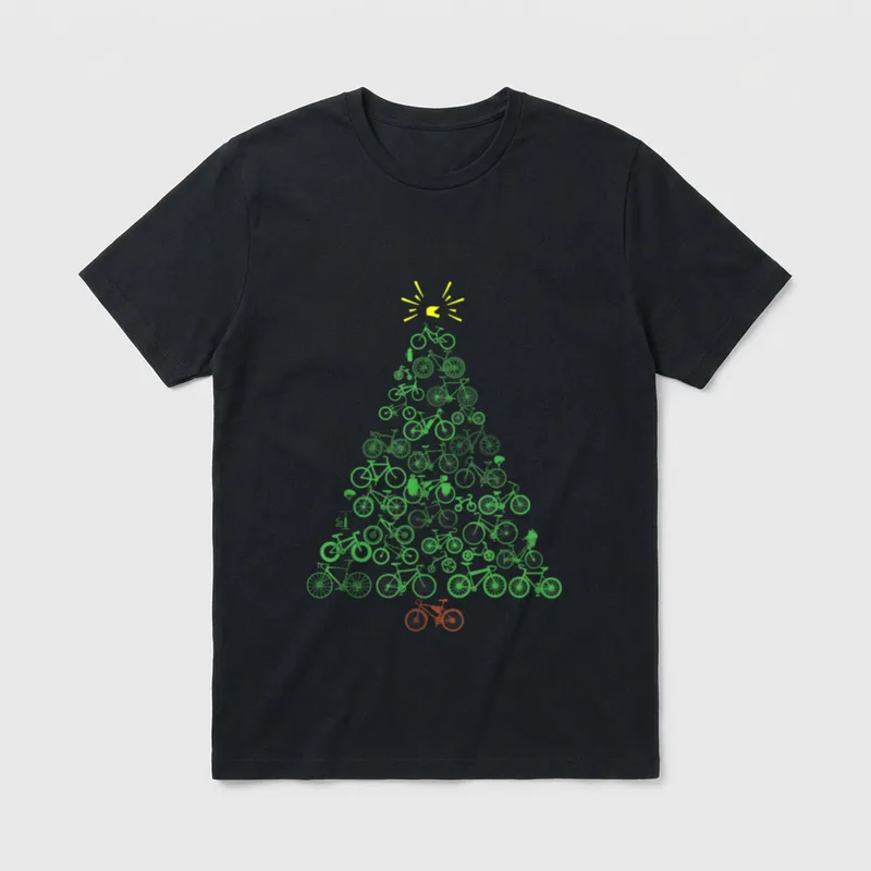Lustiger Fahrrad-Weihnachtsbaum mit Fahrrad-Motiv T-Shirt – Klassisches T-Shirt in Schwarz