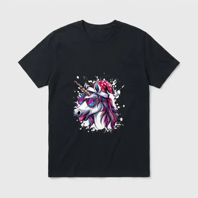 Lustiges Weihnachts-Einhorn Weihnachtsfeiertage T-Shirt – Klassisches T-Shirt in Schwarz