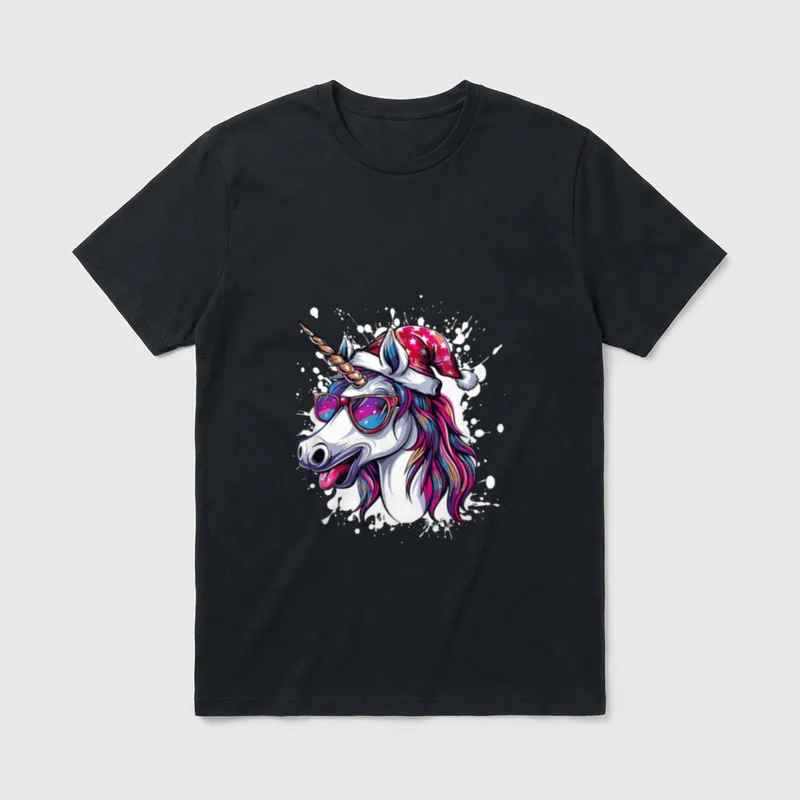 Lustiges Weihnachts-Einhorn Weihnachtsfeiertage T-Shirt – Klassisches T-Shirt in Schwarz