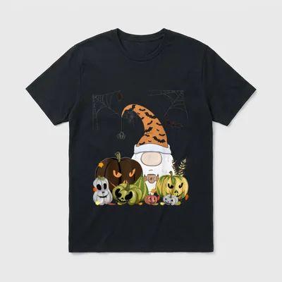 Lustiger Wichtel & Jack-O-Lantern T-Shirt – Klassisches T-Shirt in Schwarz