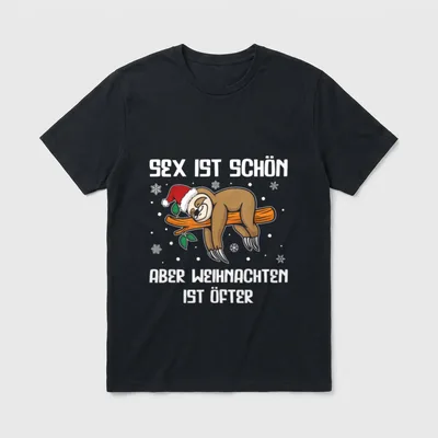Faultier Weihnachten Lustige Sprüche T-Shirt – Klassisches T-Shirt in Schwarz