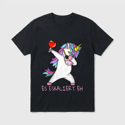 Einhorn Wein Es Escaliert T-Shirt – Klassisches T-Shirt in Schwarz