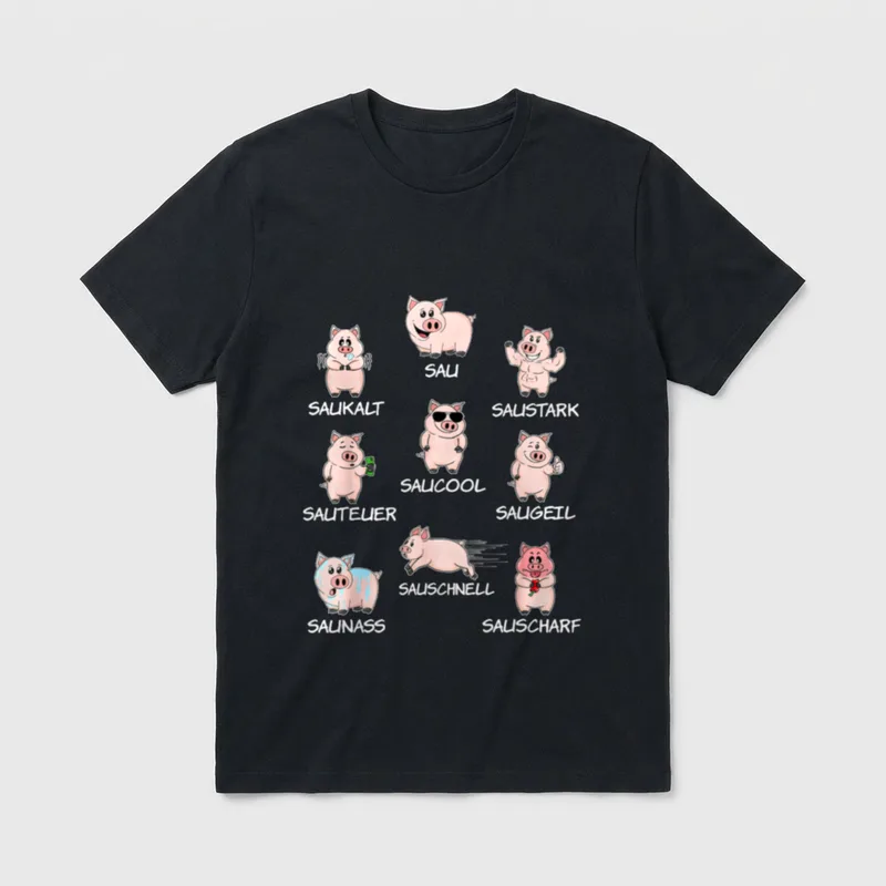lustige Schweine Sau Saukalt T-Shirt – Klassisches T-Shirt in Schwarz
