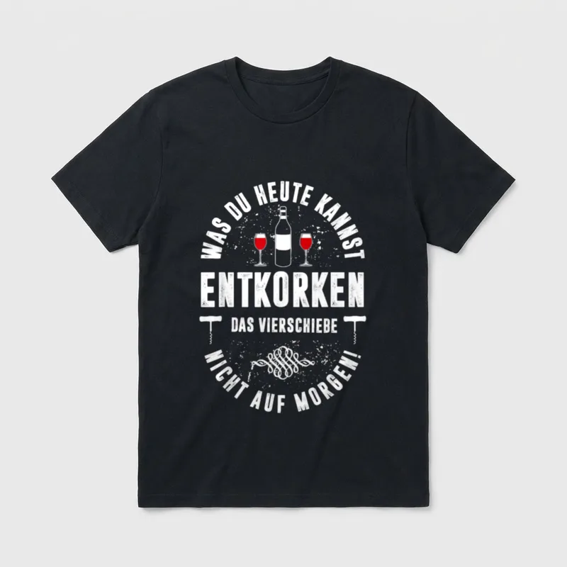 Wein Korken Spruch Lustiges T-Shirt – Klassisches T-Shirt in Schwarz