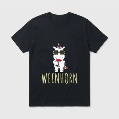 Einhorn Wein Funny Weinhorn T-Shirt – Klassisches T-Shirt in Schwarz