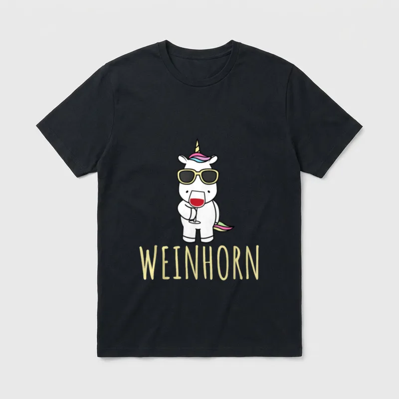 Einhorn Wein Funny Weinhorn T-Shirt – Klassisches T-Shirt in Schwarz