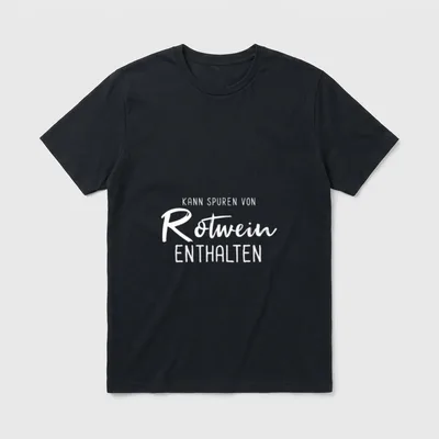 Kann Spuren Von Rotwein T-Shirt – Schriftzug „Kann Spuren Von Rotwein Enthalten“ in Weiß – Klassisches T-Shirt in Schwarz