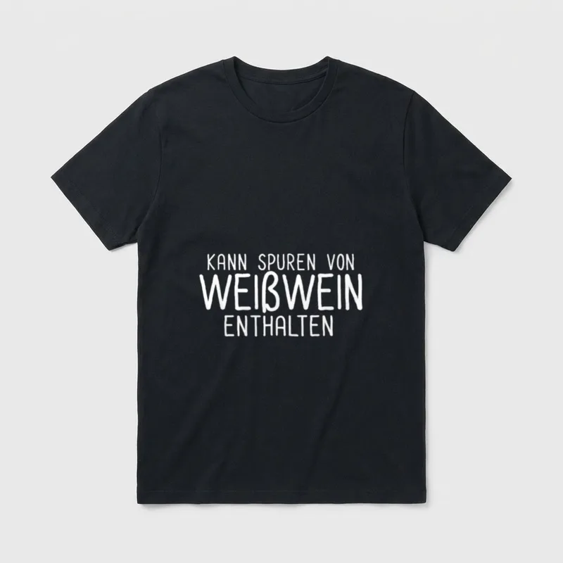 Kann Spuren Von Weißwein T-Shirt – Schriftzug „Kann Spuren Von Weißwein Enthalten“ – Klassisches T-Shirt in Schwarz