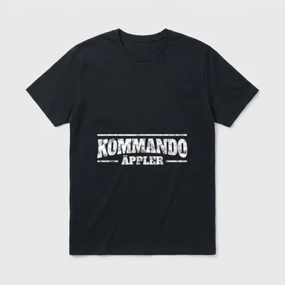 Lustiges Apfelwein Äppelwoi Hessen T-Shirt – Schriftzug „Kommando Äppler“ im Used-Look – Klassisches T-Shirt in Schwarz